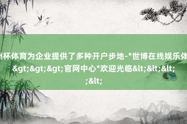 欧洲杯体育为企业提供了多种开户步地-*世博在线娱乐体育*>>>官网中心*欢迎光临<<<